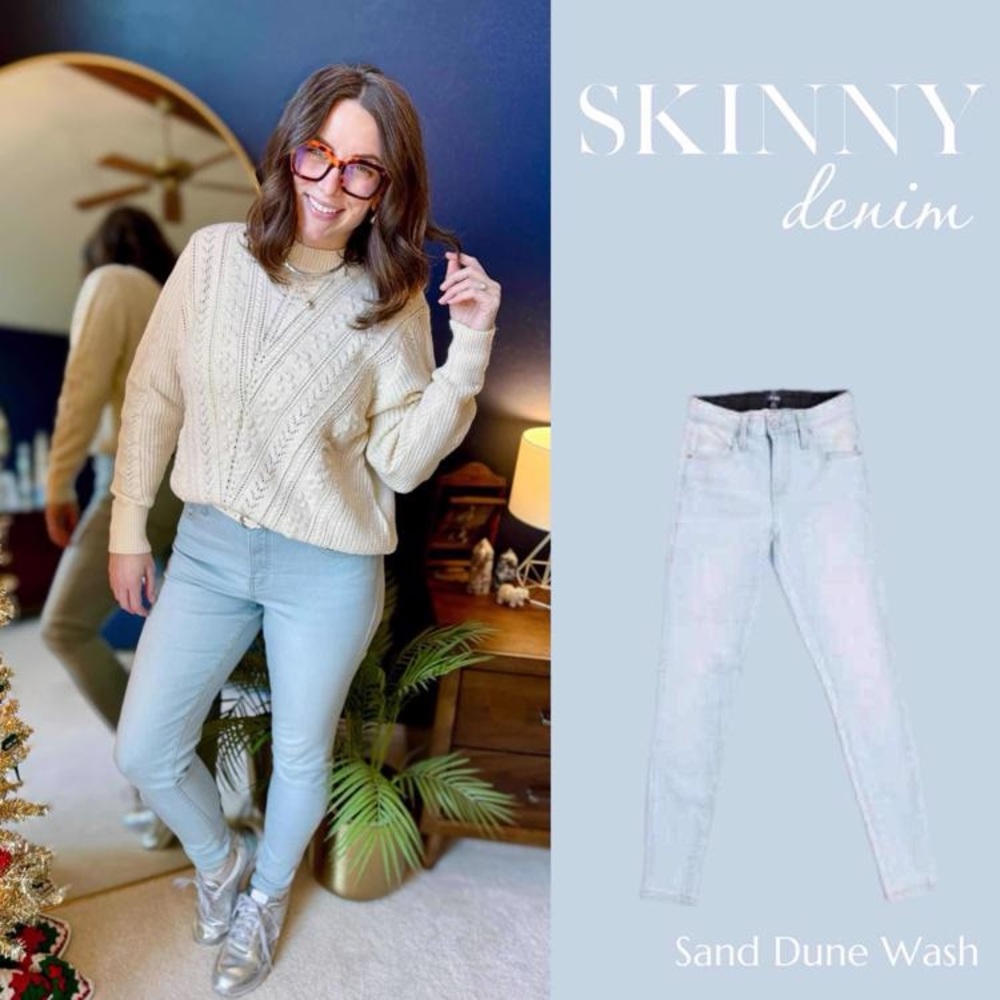 Lularoe Skinny Denim Jeans in Light Blue “Sand Dune”- Size 30